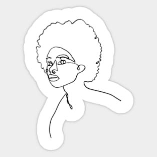 Black girl one line art Sticker